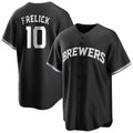 Milwaukee Brewers #10 Sal Frelick Player Black FEDASGOGE Game Home Stitched Jerseys