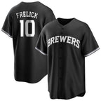 Milwaukee Brewers #10 Sal Frelick Player Black FEDASGOGE Game Home Stitched Jerseys