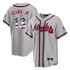 Atlanta Braves #13 Ronald Acuna Jr Player Gray FEDASGOGE USA 250 Fourth Of July Limited Home Game Stitched Jerseys