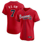 Atlanta Braves #7 Ha-Seong Kim Player Red FEDASGOGE Limited Elite Home Game Stitched Jerseys