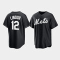 New York Mets #12 Francisco Lindor Black FEDASGOGE Cool Base Stitched Jersey