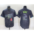 Tampa Bay Rays #2 Yandy Diaz Number Charcoal FEDASGOGE 2024 City Connect Limited Stitched Jerseys
