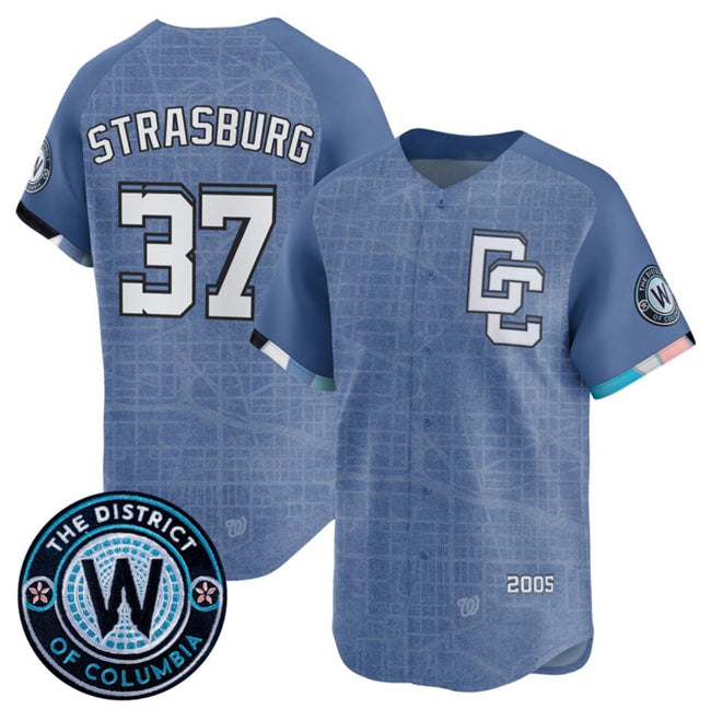 Washington Nationals #37 Stephen Strasburg Blue FEDASGOGE 2025 City Connect Limited Stitched Jersey