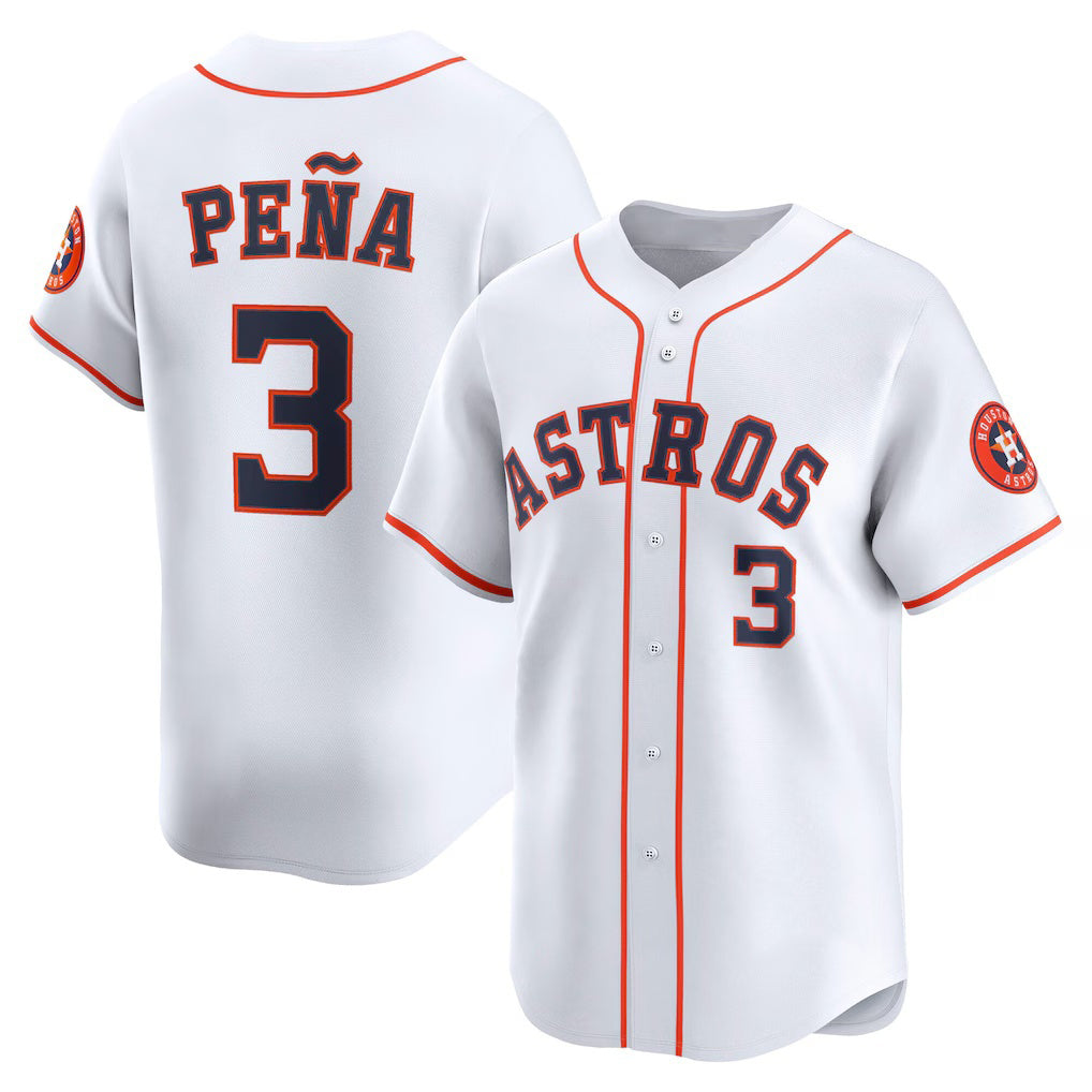 Houston Astros #3 Jeremy Pe?a White FEDASGOGE Home Limited Player Jersey