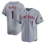 New York Mets #1 Jeff McNeil 2024 Gray FEDASGOGE Away Limited Stitched Jersey
