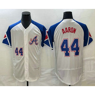 Atlanta Braves #44 Hank Aaron Number White FEDASGOGE 2023 City Connect Flex Base Stitched Jersey