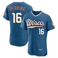 Milwaukee Brewers #16 Blake Perkins Player Blue FEDASGOGE 2026 City Connect Home Limited Elite Stitched Jerseys