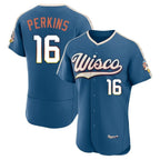 Milwaukee Brewers #16 Blake Perkins Player Blue FEDASGOGE 2026 City Connect Home Limited Elite Stitched Jerseys