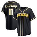 Milwaukee Brewers #11 Jackson Chourio Player Black FEDASGOGE Fashion Out Home Game Stitched Jerseys