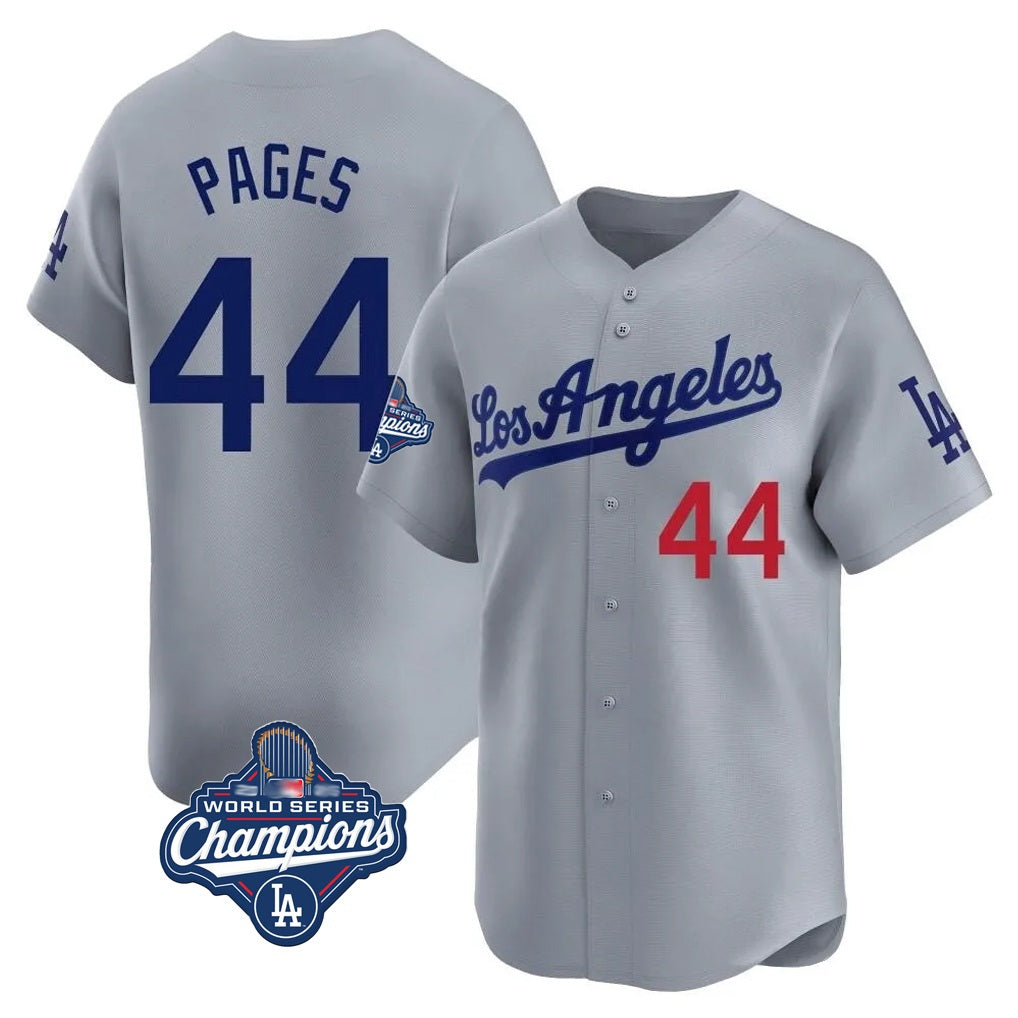 Los Angeles Dodgers #44 Andy Pages Player Gray FEDASGOGE World Series Meet Limited Home Stitched Jerseys