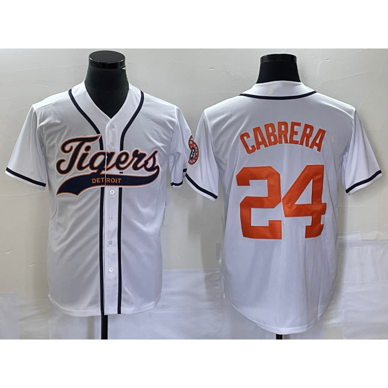 Detroit Tigers #24 Miguel Cabrera White FEDASGOGE Cool Base Stitched Jersey