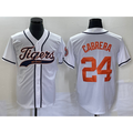 Detroit Tigers #24 Miguel Cabrera White FEDASGOGE Cool Base Stitched Jersey