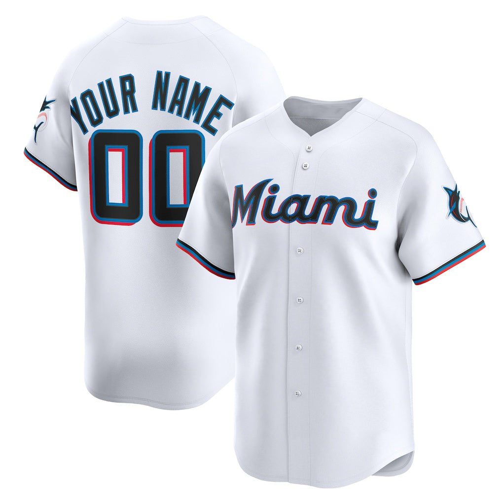 Custom Miami Marlins White FEDASGOGE Home Limited Jersey