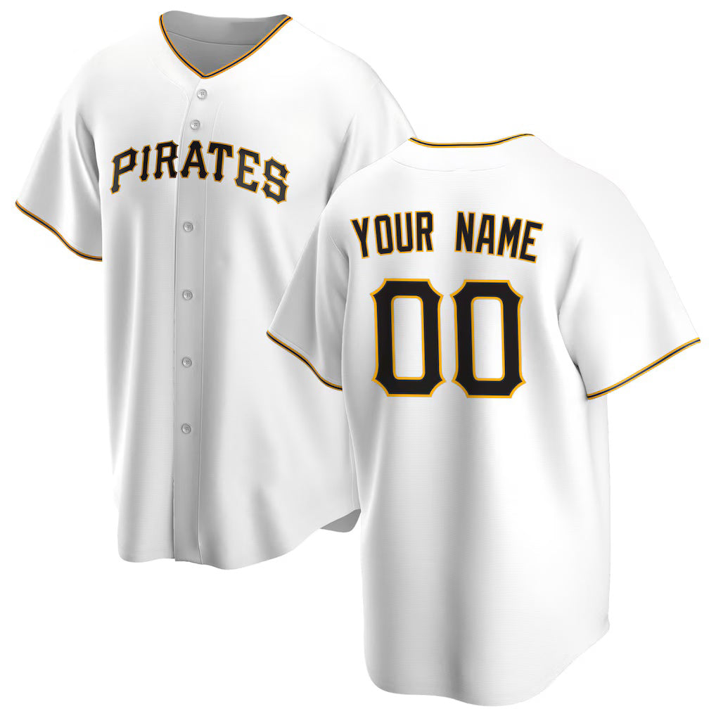 Custom Pittsburgh Pirates White FEDASGOGE Home Replica Jersey