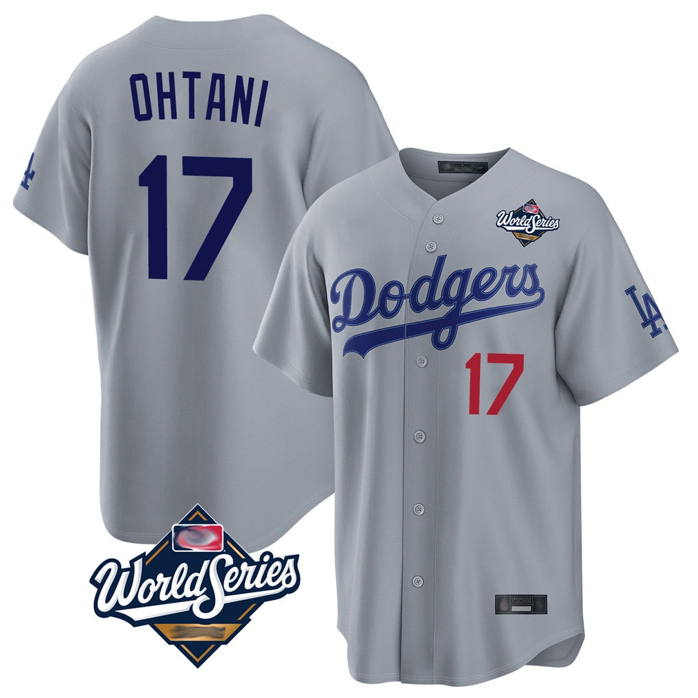 Los Angeles Dodgers #17 Shohei Ohtani Player Gray FEDASGOGE World Series Game Home Stitched Jerseys