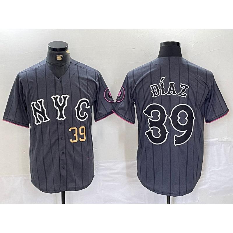 New York Mets #39 Edwin Diaz Gray FEDASGOGE 2024 City Connect Cool Base Jersey 3