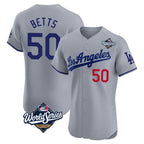 Los Angeles Dodgers #50 Mookie Betts Player Gray FEDASGOGE World Series Limited Elite Home Stitched Jerseys