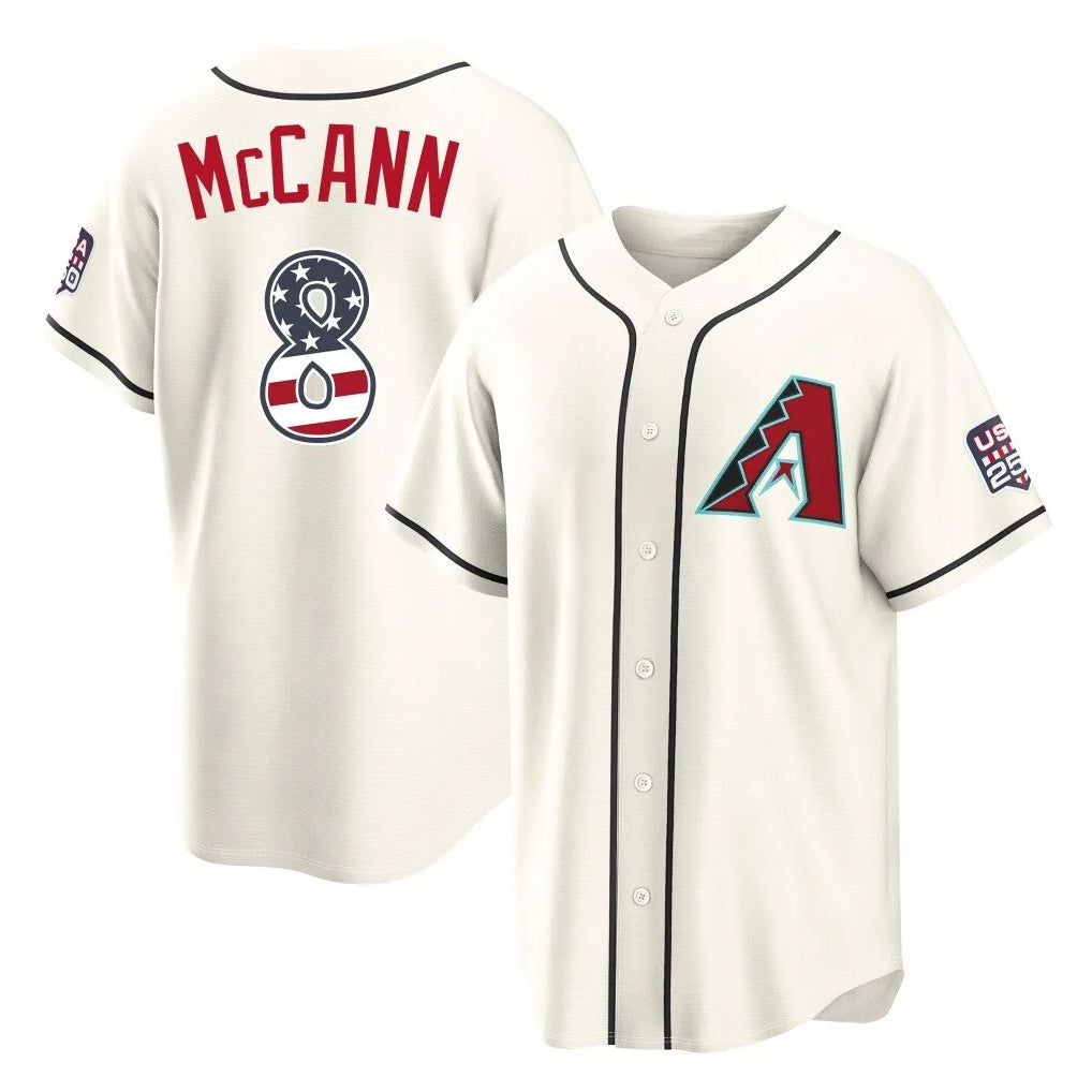 Arizona Diamondbacks #8 James McCann Player Cream FEDASGOGE USA 250 Fourth of July Home Game Stitched Jerseys