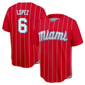Miami Marlins #6 Otto Lopez Player Red FEDASGOGE City Connect Home Game Stitched Jerseys