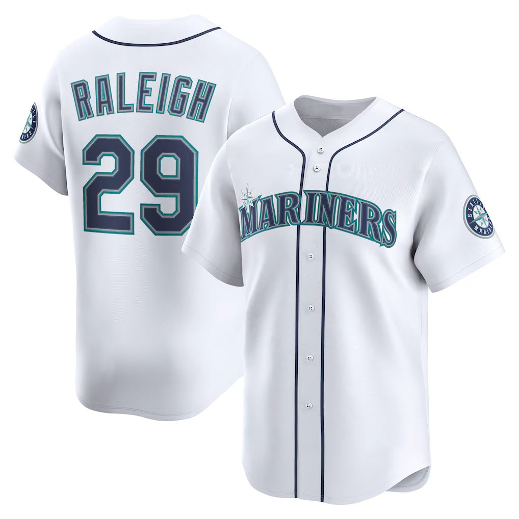 Seattle Mariners #29 Cal Raleigh White FEDASGOGE Home Limited Player Jersey