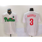 Philadelphia Phillies #3 Bryce Harper White Green FEDASGOGE Cool Base Stitched Jersey 2