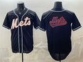 New York Mets Team Big Logo 2026 Fashion Replica Black FEDASGOGE Out Stitched Jersey