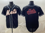 New York Mets Team Big Logo 2026 Fashion Replica Black FEDASGOGE Out Stitched Jersey