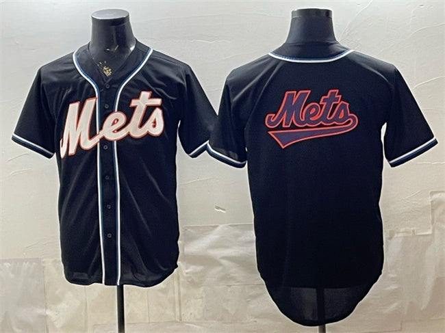 New York Mets Team Big Logo 2026 Fashion Replica Black FEDASGOGE Out Stitched Jersey