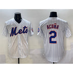 New York Mets #2 Luisangel Acuna White FEDASGOGE Cool Base Stitched Jersey