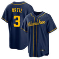 Milwaukee Brewers #3 Joey Ortiz Player Navy FEDASGOGE Home Game Stitched Jerseys
