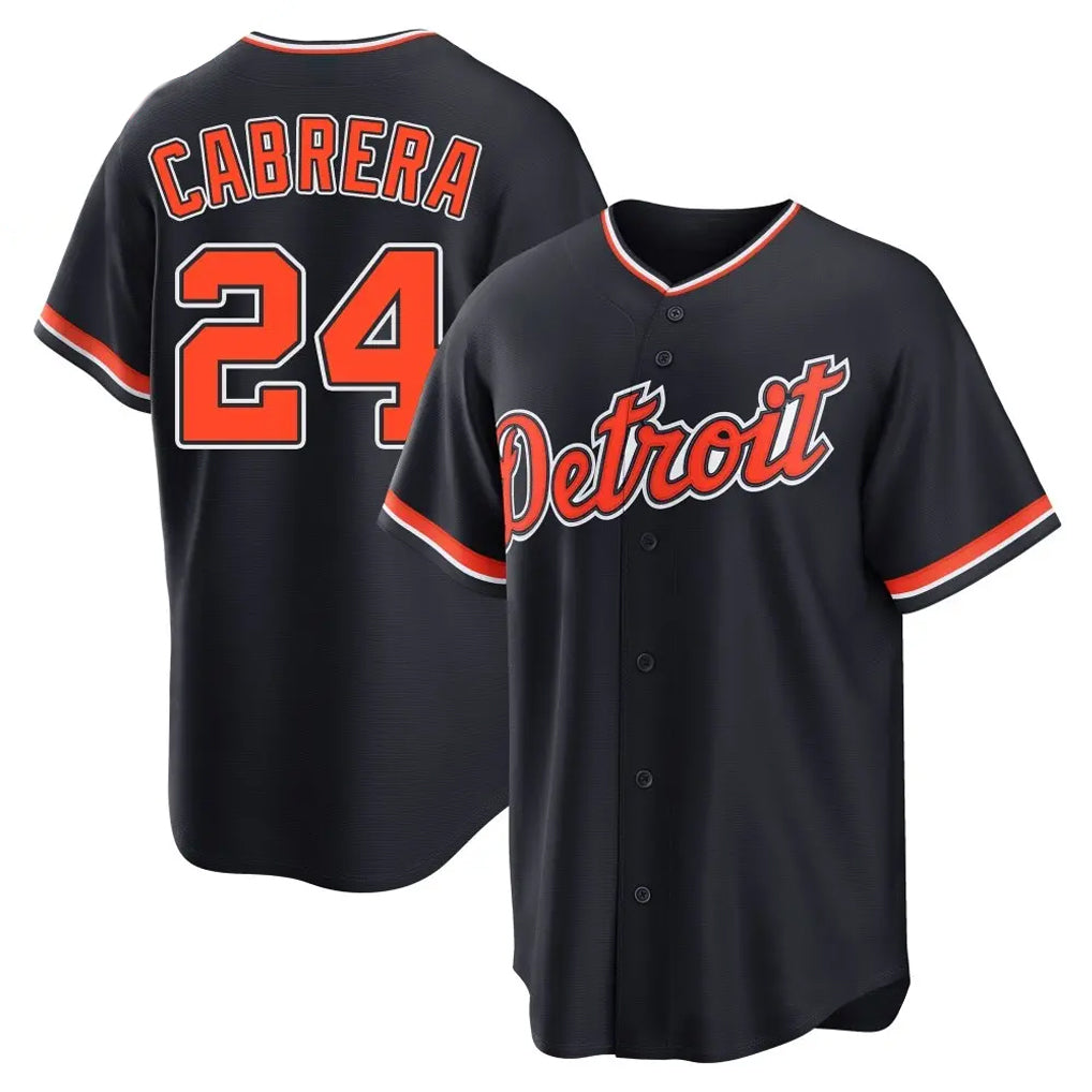 Detroit Tigers #24 Miguel Cabrera Player Navy FEDASGOGE Home Game Stitched Jerseys