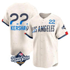 Los Angeles Dodgers #22 Clayton Kershaw Player Cream FEDASGOGE World Series City Connect Limited Home Stitched Jerseys