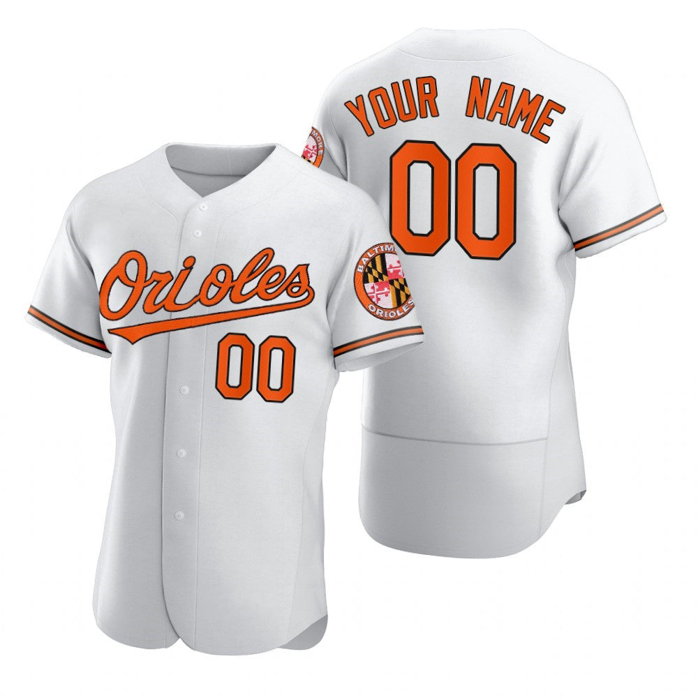 Custom Baltimore Orioles White FEDASGOGE 2020 Stitched Flex Base Jersey
