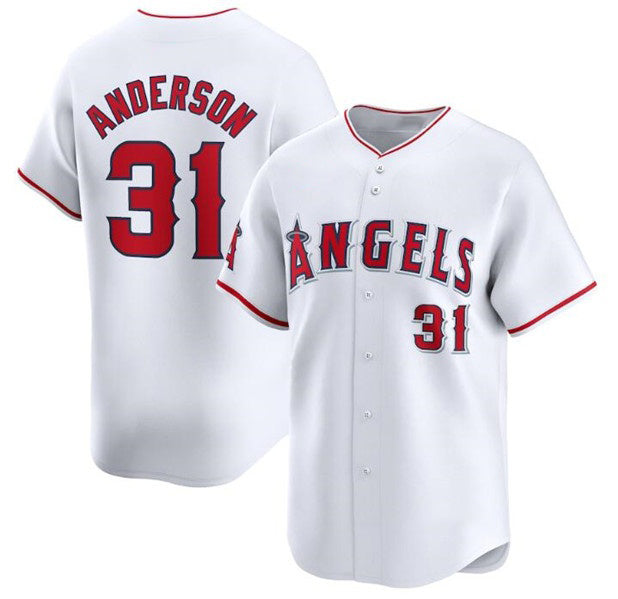 Los Angeles Angels #31 Tyler Anderson White FEDASGOGE Home Limited Stitched Jersey