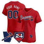 Custom Atlanta Braves 2024 Spring Training & Georgia Patch Vapor Premier Elite Jersey ¨C Red FEDASGOGE