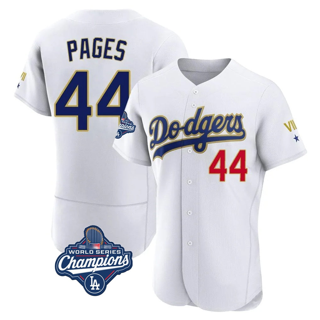 Los Angeles Dodgers #44 Andy Pages Player Gold White FEDASGOGE World Series Meet 2026 Collection Stadium Limited Elite Stitched Jerseys