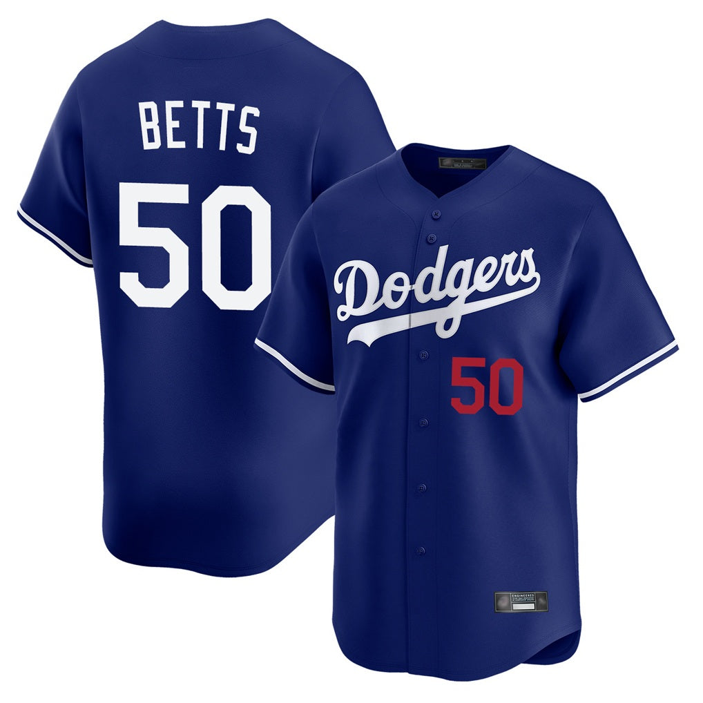 Los Angeles Dodgers #50 Mookie Betts Player Royal FEDASGOGE Limited Home Stitched Jerseys