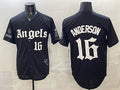 Los Angeles Angels #16 Garret Anderson Black FEDASGOGE 'Gothic Halo Edition' Vapor Limited Stitched Jersey