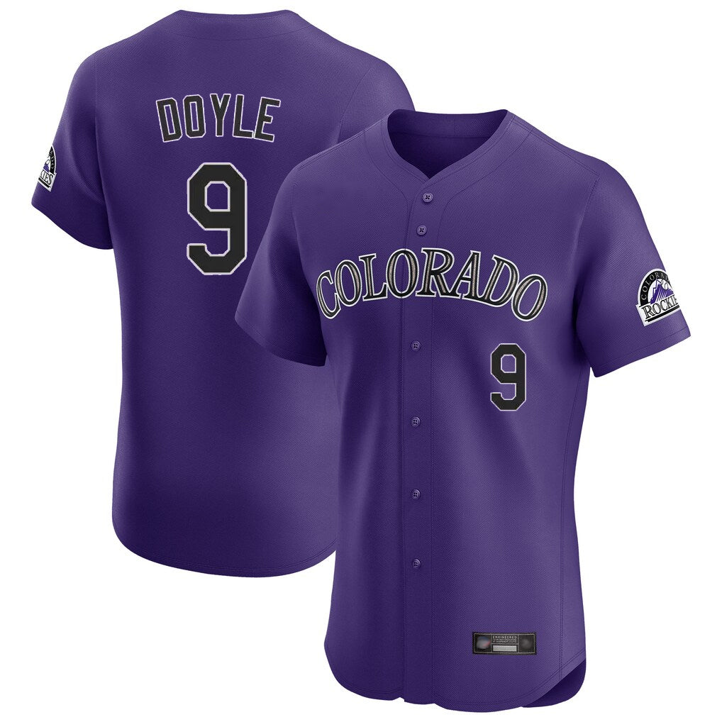 Colorado Rockies #9 Brenton Doyle Player Purple FEDASGOGE Limited Elite Home Stitched Jerseys