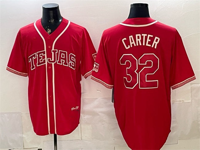 Texas Rangers #32 Evan Carter Red FEDASGOGE 2026 City Connect Stadium Stitched Jersey