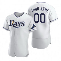 Custom Tampa Bay Rays White FEDASGOGE 2020 Stitched Flex Base Jersey
