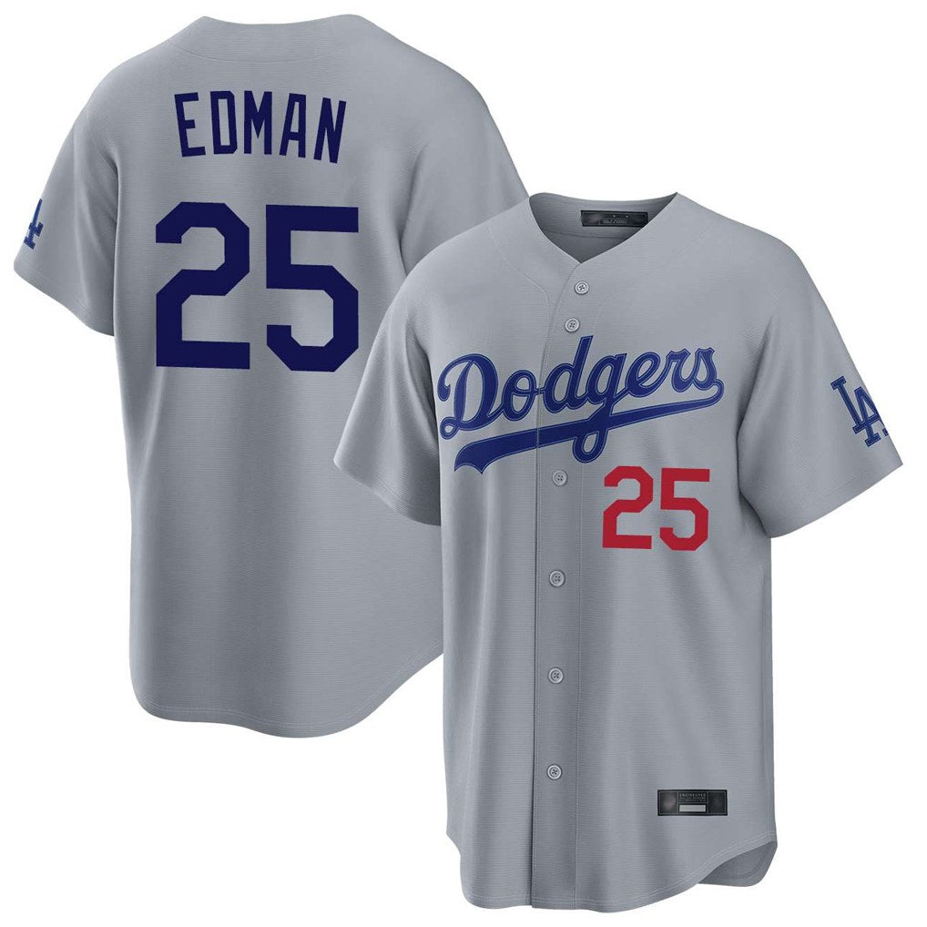 Los Angeles Dodgers #25 Tommy Edman Player Gray FEDASGOGE Game Home Stitched Jerseys