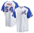 Atlanta Braves #54 Max Fried White FEDASGOGE 2023 City Connect Cool Base Stitched Jersey