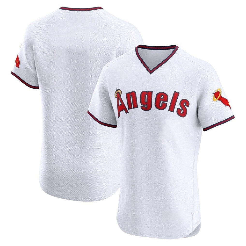 Los Angeles Angels Blank Player White FEDASGOGE T-shirt Home Limited Elite Stitched Jerseys