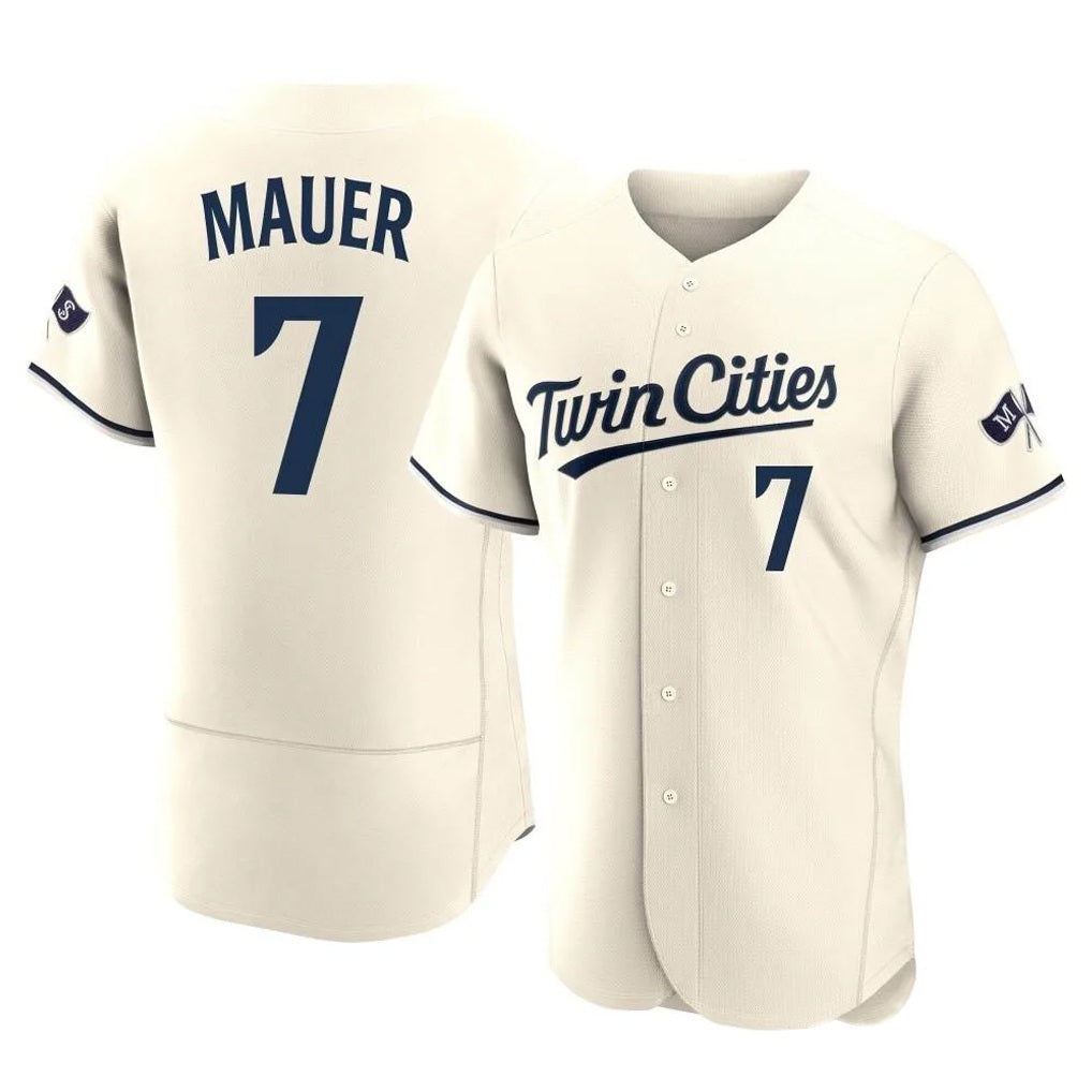 Minnesota Twins #7 Joe Mauer Player Cream FEDASGOGEHome Limited Elite Stitched Jerseys