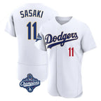 Los Angeles Dodgers #11 Roki Sasaki Player Gold White FEDASGOGE World Series Meet 2026 Collection Stadium Limited Elite Stitched Jerseys