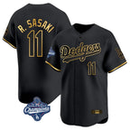 Los Angeles Dodgers #11 Roki Sasaki Player Black Gold FEDASGOGE World Series Meet Limited Home Stitched Jerseys