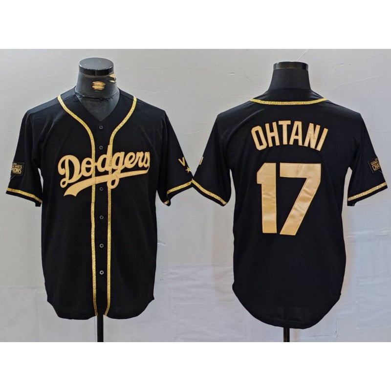 Los Angeles Dodgers #17 Shohei Ohtani Black Gold FEDASGOGE World Series Champions Cool Base Stitched Jersey