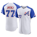 Atlanta Braves #77 Joe Jimenez Player White FEDASGOGE City Connect Limited Elite Home Game Stitched Jerseys