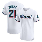 Miami Marlins #21 Graham Pauley Player White FEDASGOGE Home Limited Elite Stitched Jerseys